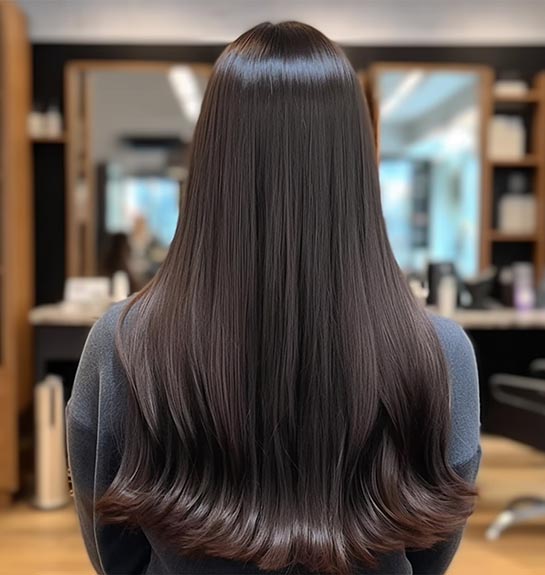 Shiny, long brunette hair extensions 